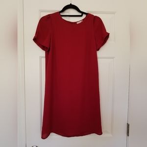 Soprano Maroon Shift Dress Short Sleeves